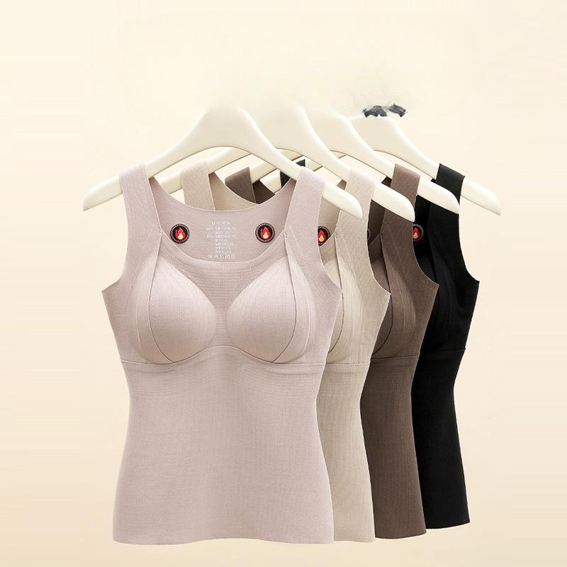 H263 Double-sided Wool Cashmere Silk with Chest Pads Padded Warm Undershirt Female Non-marking Underwear Inner Take Outside Wear for Cool Girl