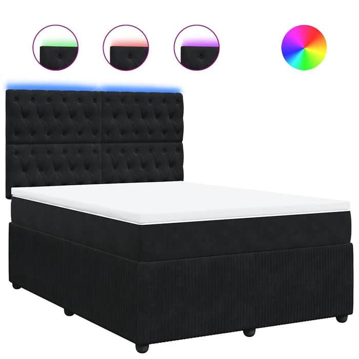 Maison Exclusive - Sommier à lattes de lit avec matelas Noir 140x190 cm Velours