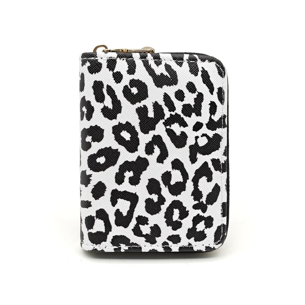 Leopard Print Short Wallet Woman Coin Purse Coin Pouch Double Zipper Card Bag Id Holder Caredit Card Holder Cute Purse