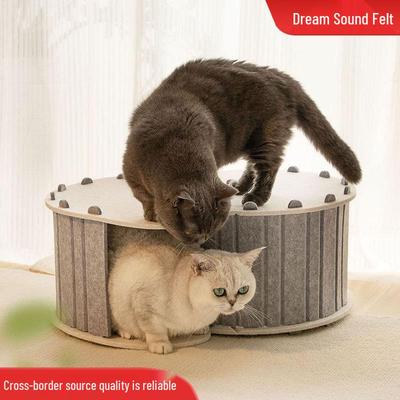 Felt Cat Tunnel Maze & Bed: Semi-Enclosed, Double-Layer, All-Season Hideaway & Toy