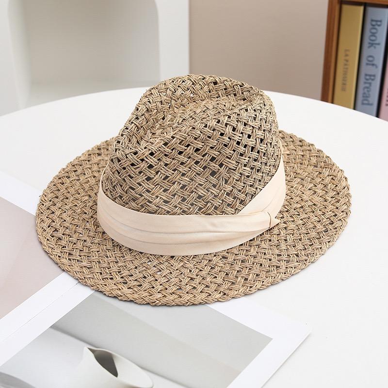 Fashion Womens Mens Wide Brim Straw Panama Hat Fedora Summer Beach Hollow Out Sun Hat Vacation Jazz Caps Sombrero Mujer Playa