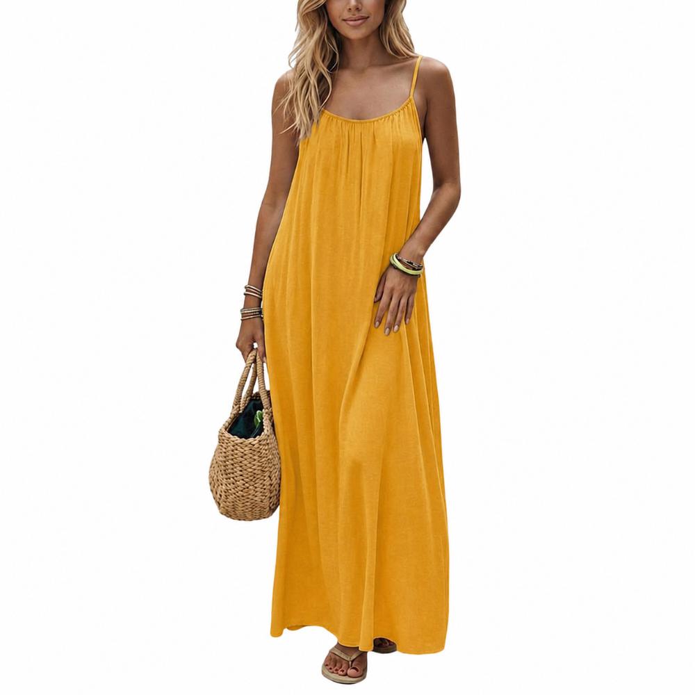 Comfortable Women's Crepe Maxi Dress Summer Long Dress for Beach Vacation