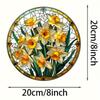 2D Flat Acrylic Garden Round Wall Hanging Decoration Sign, Daffodil Spring Sun Catcher, Nurseries, Vintage Home Decor Wall for Bar Kitchen