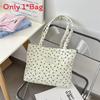Tote Bag With Heart Pattern And Cotton Lining For Daily Use