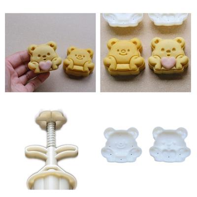 Hand Pressure Moon Cake Molds Heart Bear Cookie Stamps Moon Cake Maker MidAutumn Festival Cookie Pastry Tool