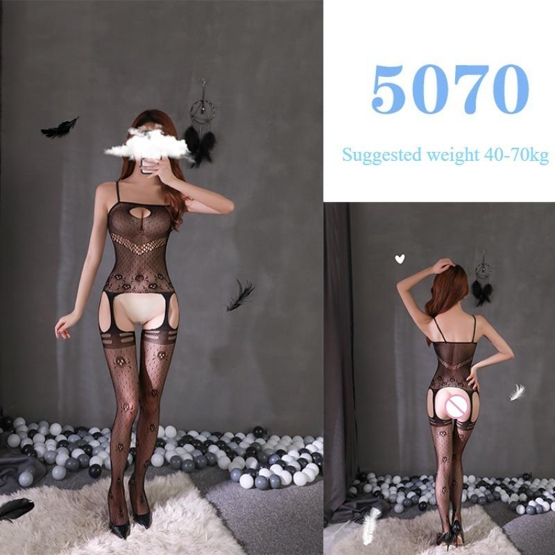 Sexy Lingerie Sexy Mesh Clothing Stockings Mesh Socks Open Cut No Take Off Women's Hollow Out Uniform Set  Jumpsuit Socks