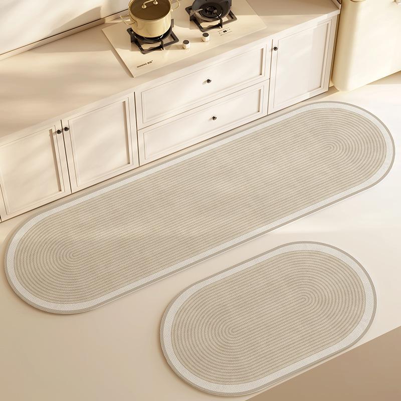 Wabi-Sabi Waterproof Non-Slip Leather Kitchen Floor Mat, Easy Clean, Oil-Proof