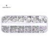 12 Grids Glitter Nails Ornaments Transparent Flat Rhinestone Mixed Shiny Jewelry Manicure Decor