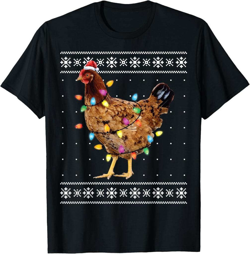 Ugly Christmas Sweater Funny Chicken Christmas T-Shirt
