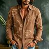 Men's Long Sleeved Shirt with Bamboo Leaf Pattern Full Printing, Daily Commuting, Travel, Vacation, Fashionable and Trendy Shirt
