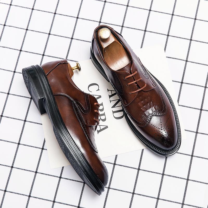 Fashion Luxury Brand High-end Banquet Men's Dress Shoes Interview Business Casual Shoes Commuting Men's Work Shoes Versatile Brown
