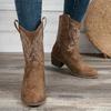Ladies' Autumn Winter New Embroidered  Thick Heel Boots Retro Midsole Pointed Simple Comfortable Versatile Women's Boots
