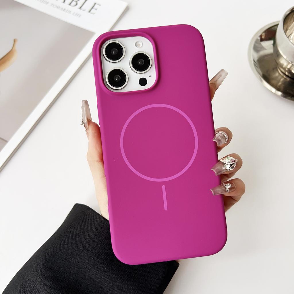 Thin Ring Magnetic Suction Suitable for IPhone17promax Mobile Phone Case Solid Color Liquid Silicone Apple 16 Full Inclusive Protective Case