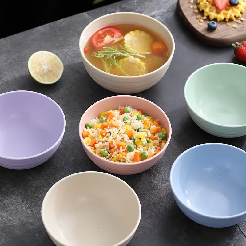 4Pcs Wheat Straw Bowl Set Unbreakable Plastic Bowls Fruit Salad Bowl Microwave Dishwasher Safe Home Kitchen Daily Use