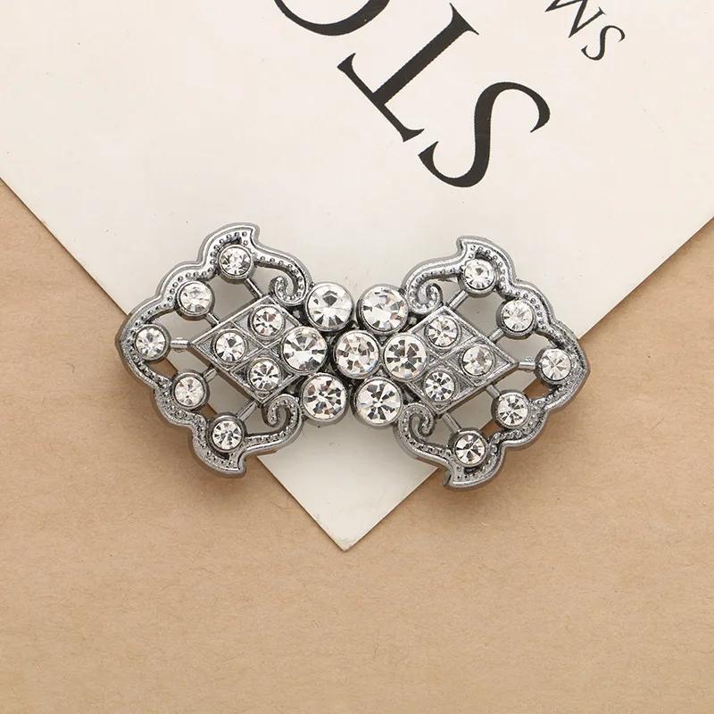 1 Pair Connectors Clasps Rhinestone Buckle Metal Button Waist Extender Hooks Eyes Clasps Fastener for Clothes