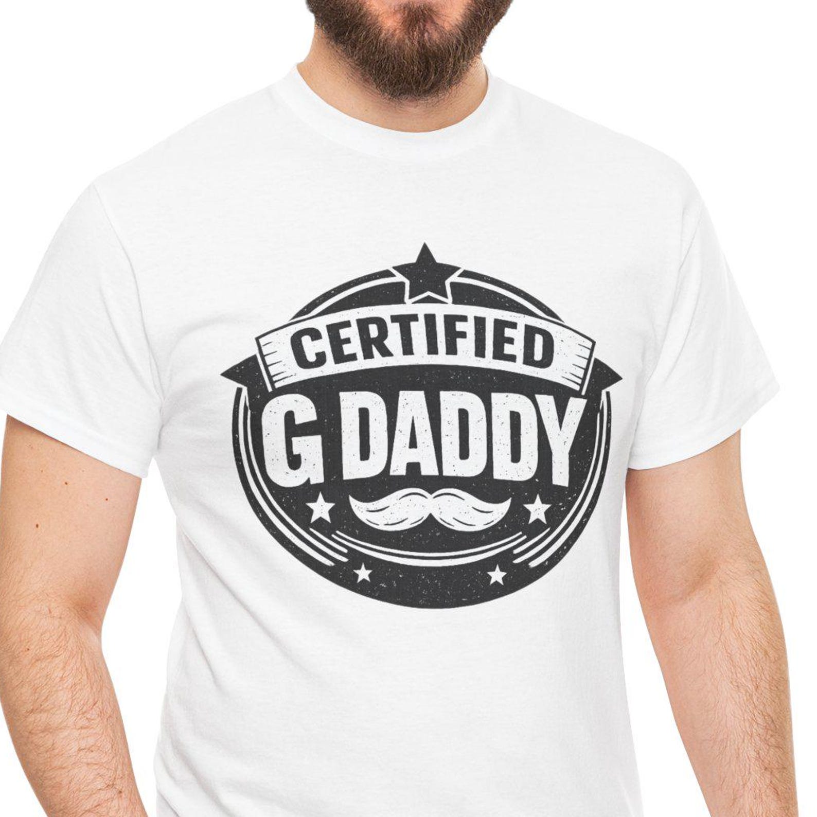 Certified G Daddy Badge T-Shirt | Daddy Dad Mustache Emblem M