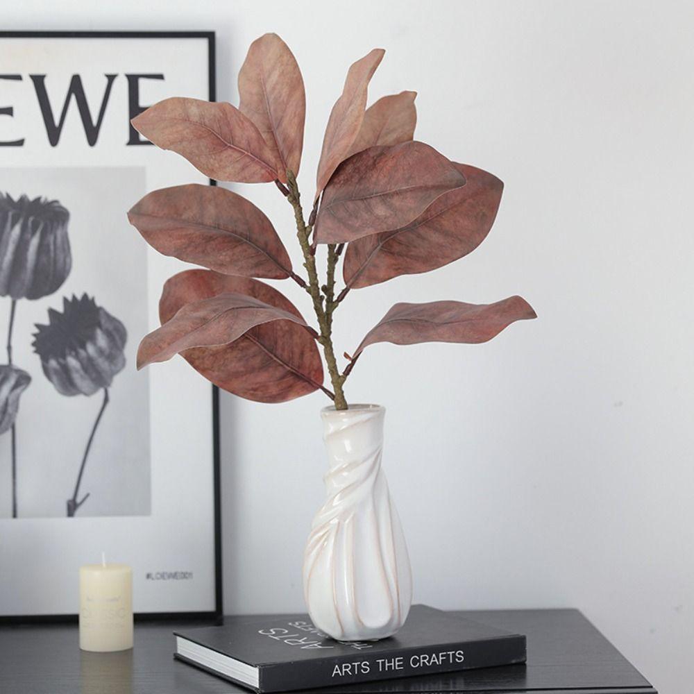 57cm Artificial Magnolia Leaf Branches Lifelike Simulated Green Plants  Outdoor Garden Decor