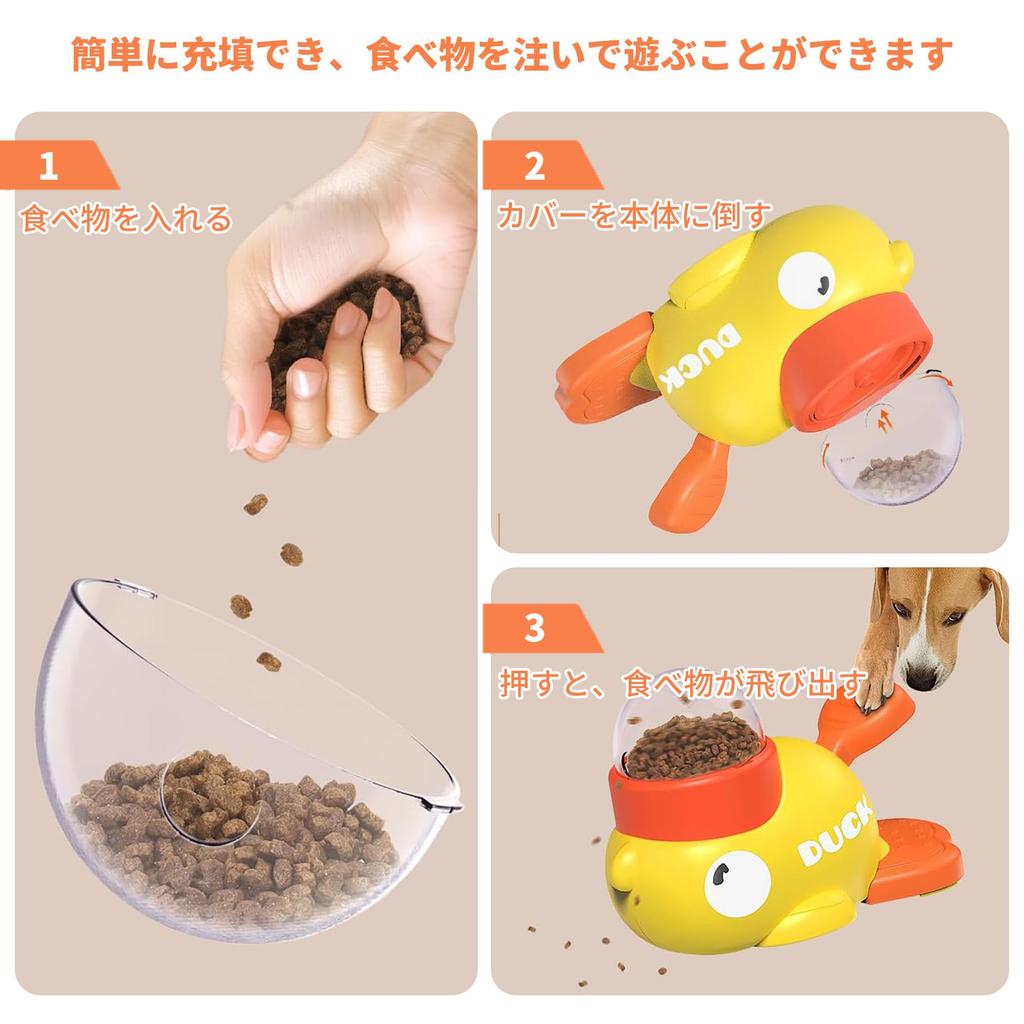 Minezaki Dog Educational Toy Pet Feeding Toy Pet Educational Toy Yellow Duck Feeder Dog Toy Educational Press to dispense treats Prevents dogs from