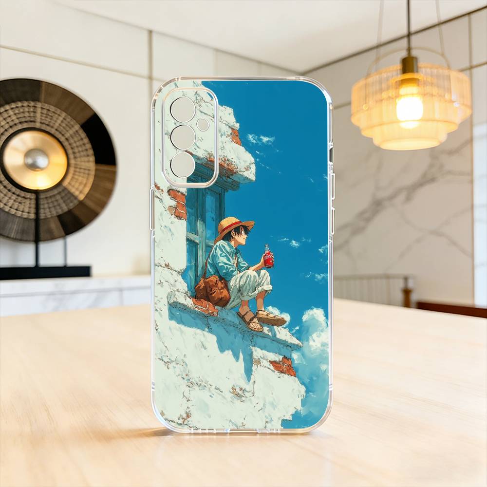 

Luffy Straw Hat Calm Ocean Straw Hat Phone Case For SamsungA10,12,20,21S,30,31,40,50,51,52,70,71 Transparent Cover Samsung a514g