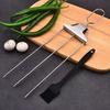 3 Prong Skewers for Grilling Reusable Stainless Steel BBQ Skewers with Push-Off Slider Easy Serving Metal Kabob Skewers Outdoor Grill Accessories