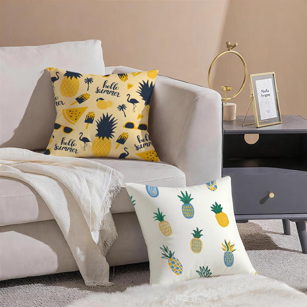Handdrawn pineapple Cushion Cover Throw Pillow Cover Hidden Button Durable Polyester Chair Cushion