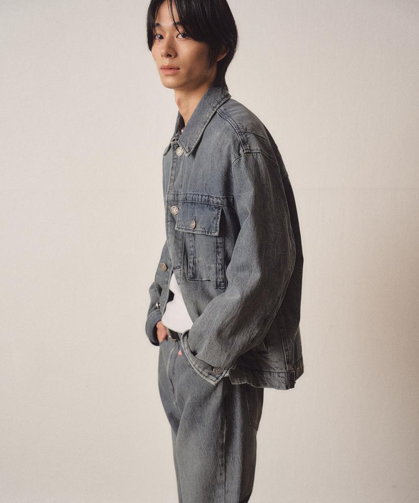 Ezio Khaki Washed Denim Jacket