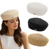 Solid Women's Straw Pillbox Hat Structured Crown Painter Hat New Round Dress Hat  Formal Occasions