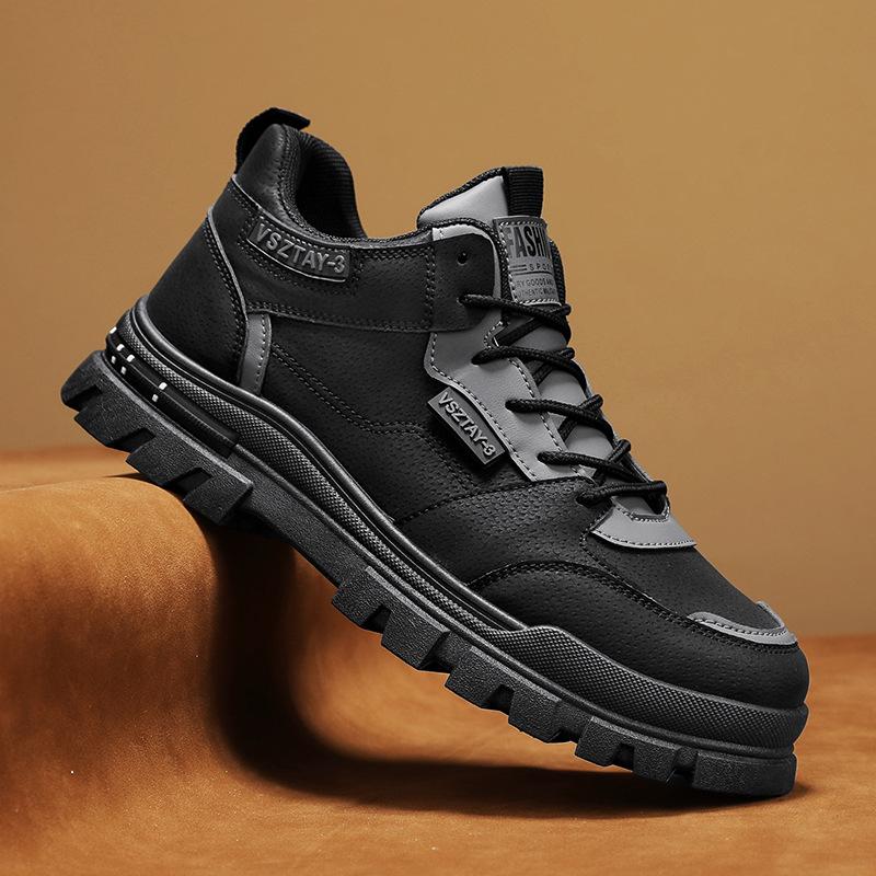 

Men s shoes autumn and winter new tooling labor insurance men s casual versatile leather surface non-slip and wear-resistant thick-soled 39 чорний