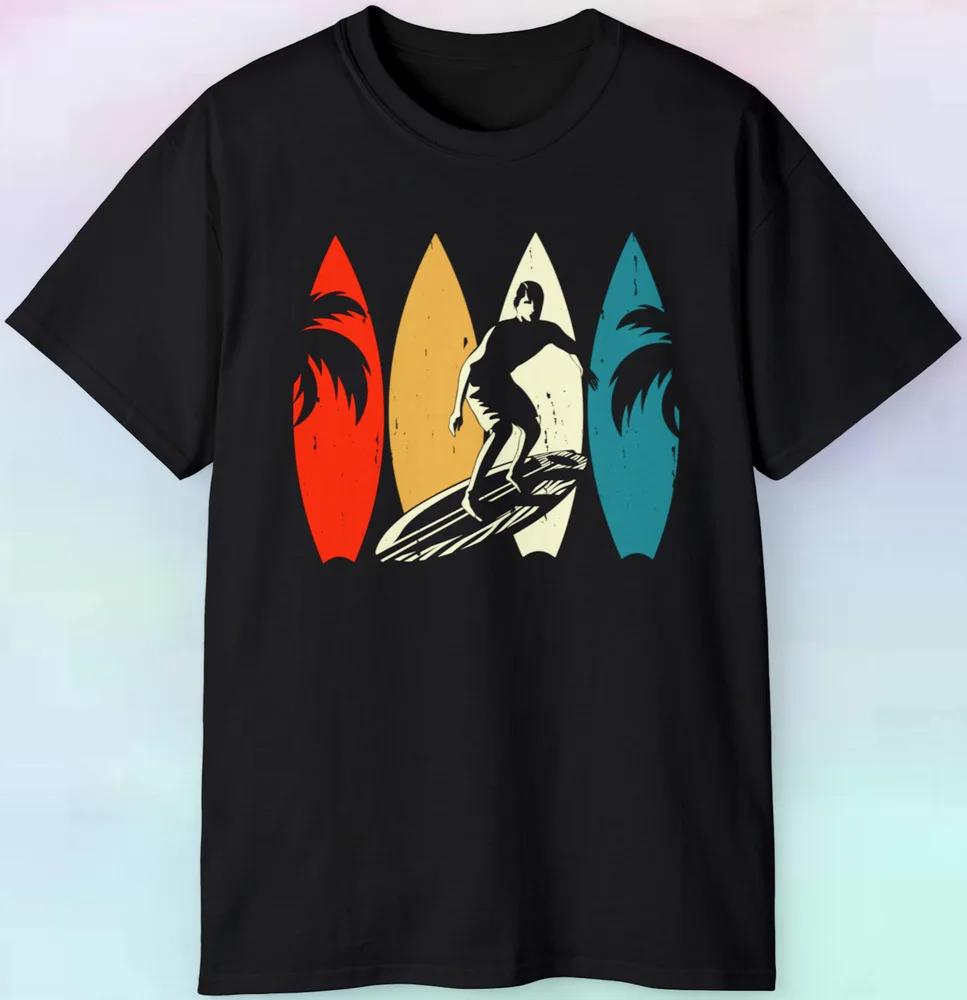 

Мужская футболка Ретро принт серфинга Спортивный топ для улицы S-5XL Высокое качество 100% хлопок Короткий рукав XXXXXL чёрный