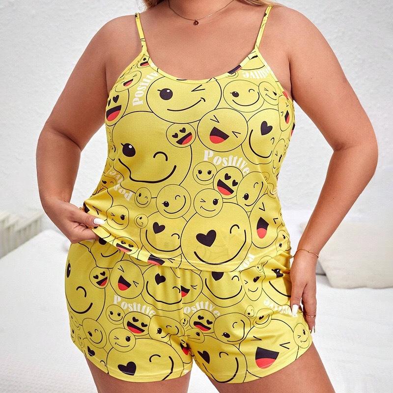 plus size XL-5XL 2 Pieces Set Sleepwear summer Women Pyjamas Sexy tank Tops and Shorts Pijama casual funny graphic Pajamas Set Loungewear