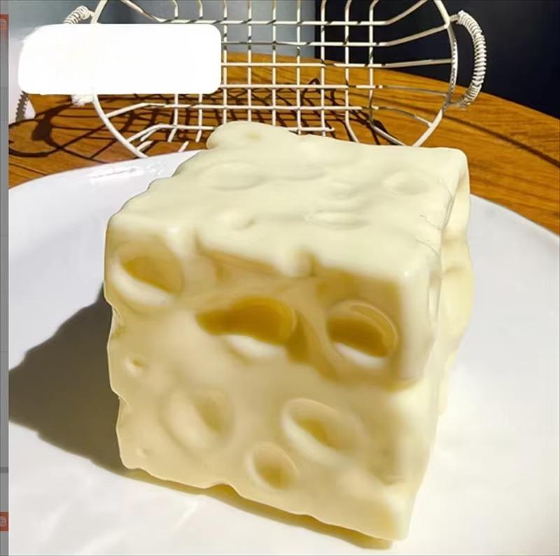 Grote Jumbo Kaasblok Knijpbal Niet-Stuiterend Vormbaar ASMR Sensorisch Speelgoed Draagbaar Anti-Stress Cadeau voor Volwassenen Kinderen beige