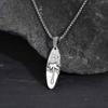 Summer Coconut Tree Pattern Oval Pendant Necklace for Men, Stainless Steel Dainty Fashion Necklace, Retro Jewelry Ocean Vacation
