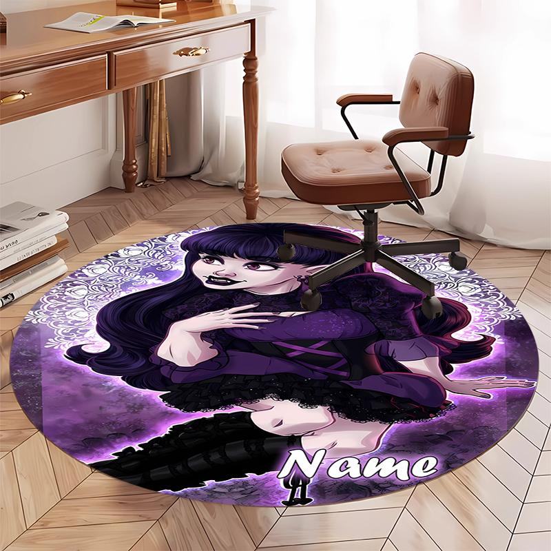 Custom Name Monster High Printed Round Rug Carpet Chair Rug Area Rug Entryway Doormats,for Office Chair Living Room Bedroom Kitchen Room.