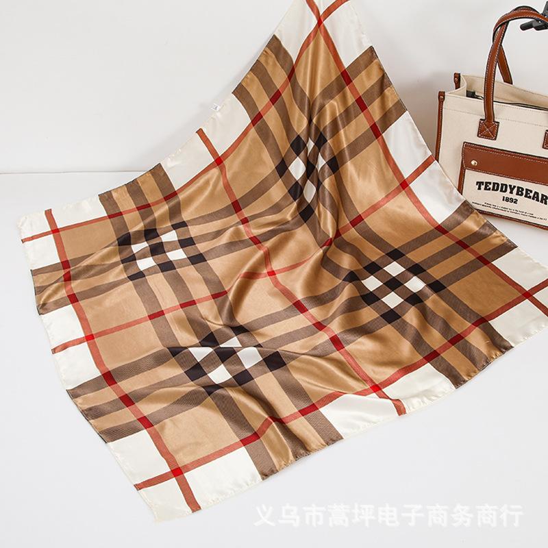 Chinese Style Satin 90Cm Large Square Scarf, Simple Simulation Silk Scarf, Scarf Shawl Small Scarf