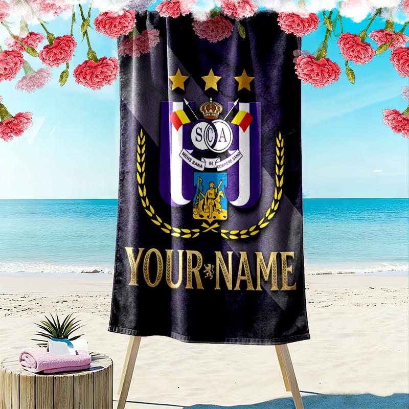 Name Custom RSC Anderlecht Print Beach Towel, Large Soft Quick Dry Towel for Beach Camping Swimming