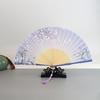 Foldable Bamboos Fan With Flowing Tassels Imitation Silk Handheld Fan For Cooling And Decorative Purposes Holiday Gift