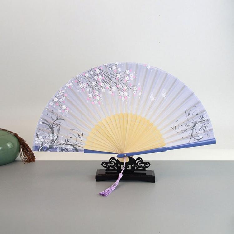 Foldable Bamboos Fan With Flowing Tassels Imitation Silk Handheld Fan For Cooling And Decorative Purposes Holiday Gift