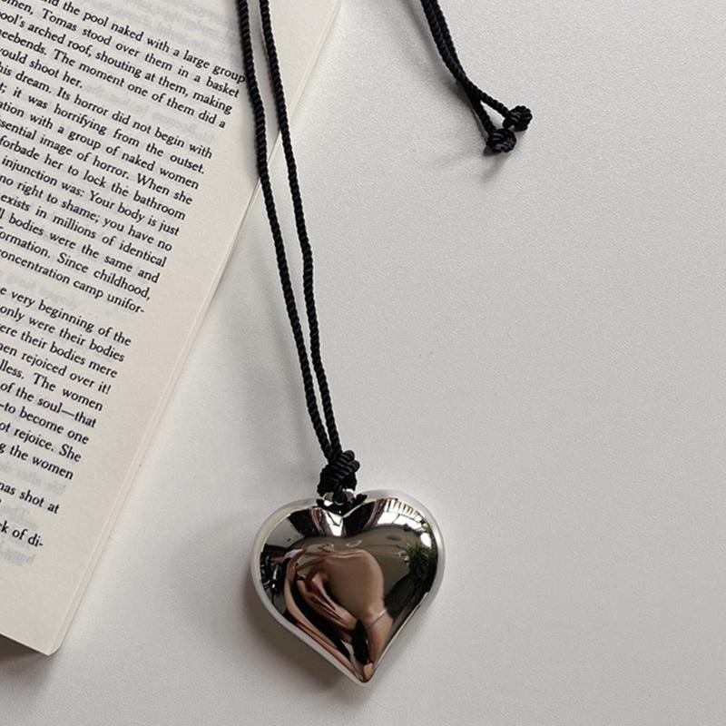 Korean Style Rope Neck Chain Necklace For Women Charm Metal Heart Pendant Collar Chain Choker Fashion Party Jewelry