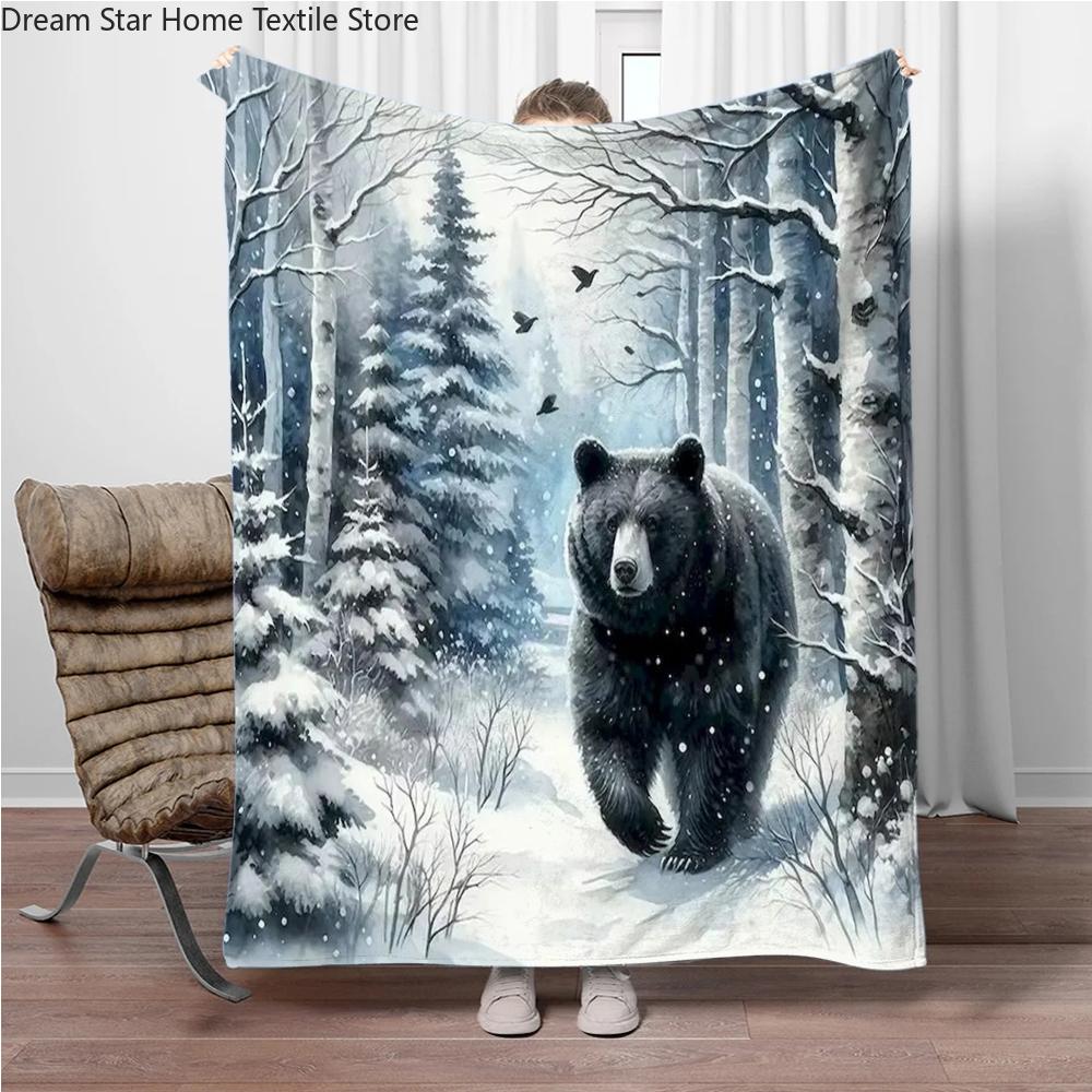 Cartoon Animal Wolf Flannel Throw Blanket Home Sofa Lunch Break Blankets for Bed Children Student Blanket Nap Cover Kids Gift