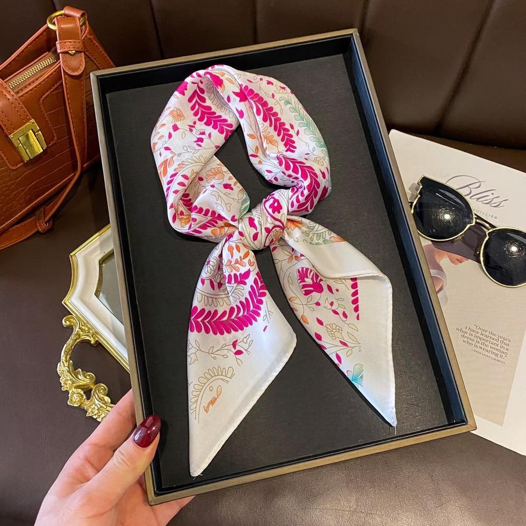 New small square scarf silk scarf women's summer versatile scarf headband silk scarf scarf temperament advanced neck protection spring and autumn thin