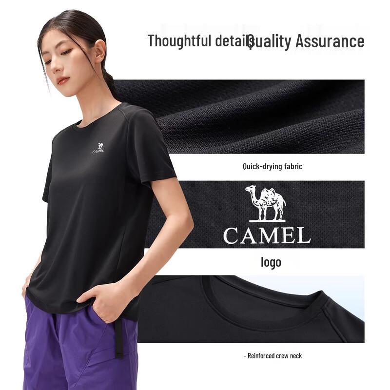 CAMEL Women s Quick-Dry Round Neck Short Sleeve T-Shirt 2XL