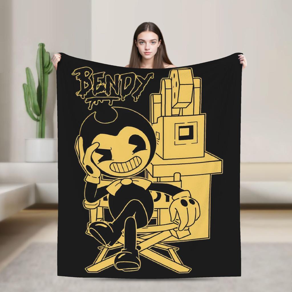 Bendys Horror Game Inked Machines Fashion Blanket Puzzle Fuzzy Funny Warm Throw Fashion Blanket for Home Spring Autumn Couch