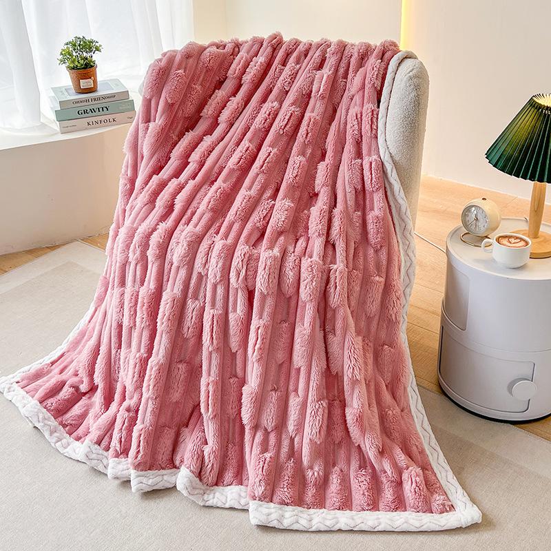 Soft and Comfortable Sofa Air Conditioner Blanket Universal in All Seasons Modern Simple Imitation Bamboo Knot Flannel Blanket