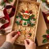 Handmade Holiday Ornaments Christmas Reindeer Hanging Ornament, Wooden Deer Decoration with Stocking Star Candy Party Supplies Cane Charms,