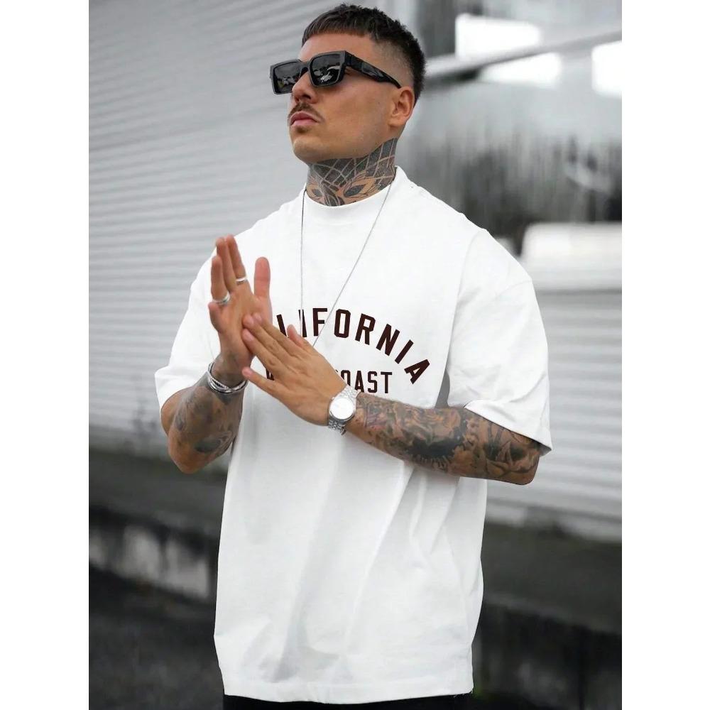 Mens Cotton T-Shirt Personality Vintage Casual Tops All-math Oversize Tee Clothing Man Short Sleeve  Harajuku Redtube
