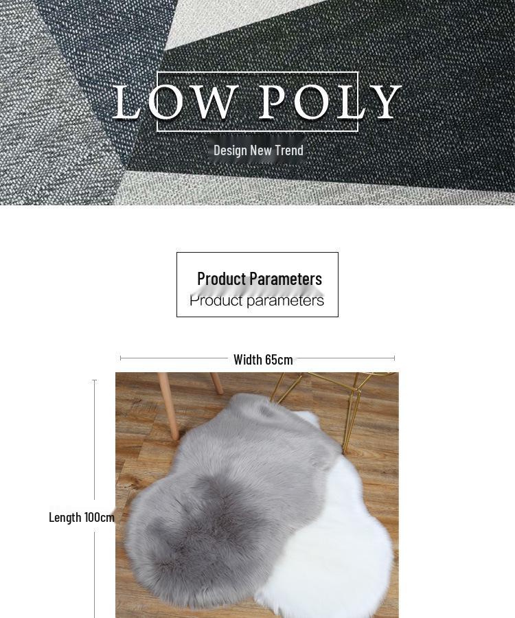 Modern Minimalist White Long-Pile Carpet for Bedroom, Living Room, or Decorative Display