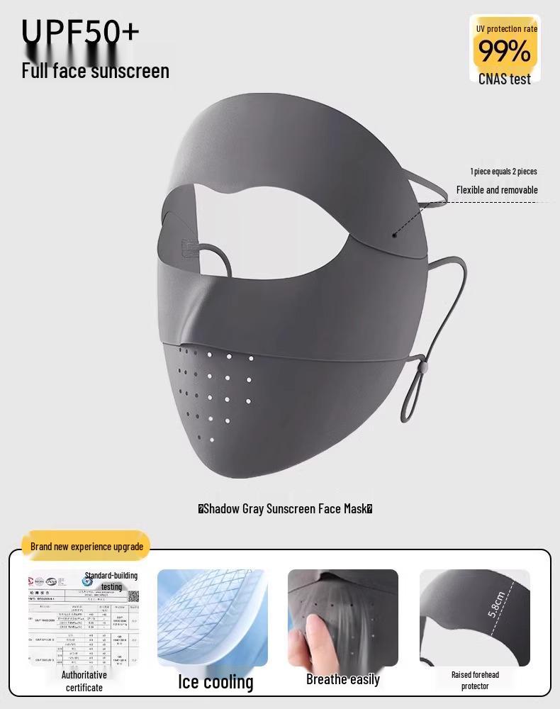 

Traceless Women s UV Protection Ice Silk Facekini: Lightweight, Breathable, Full-Face Mask with Detachable Shield