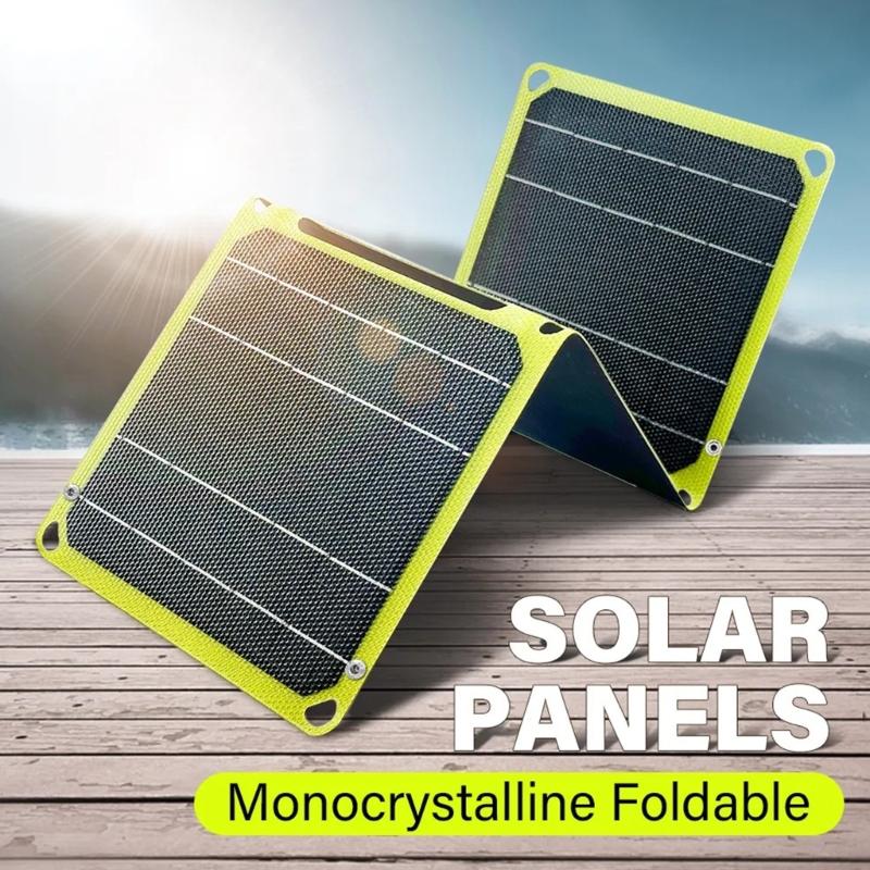 5V Portable Foldable Solars Panel ETFE Monocrystallines Silicon with Double USB and Port for Camping and Hiking