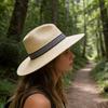 Chapeau de Soleil à Large Bord Chapeau Rétro Protection Solaire Maille Respirante Chapeau Pliable pour Voyage Pêche en Plein Air