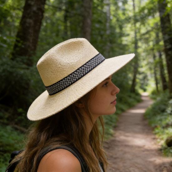 Chapeau de Soleil à Large Bord Chapeau Rétro Protection Solaire Maille Respirante Chapeau Pliable pour Voyage Pêche en Plein Air